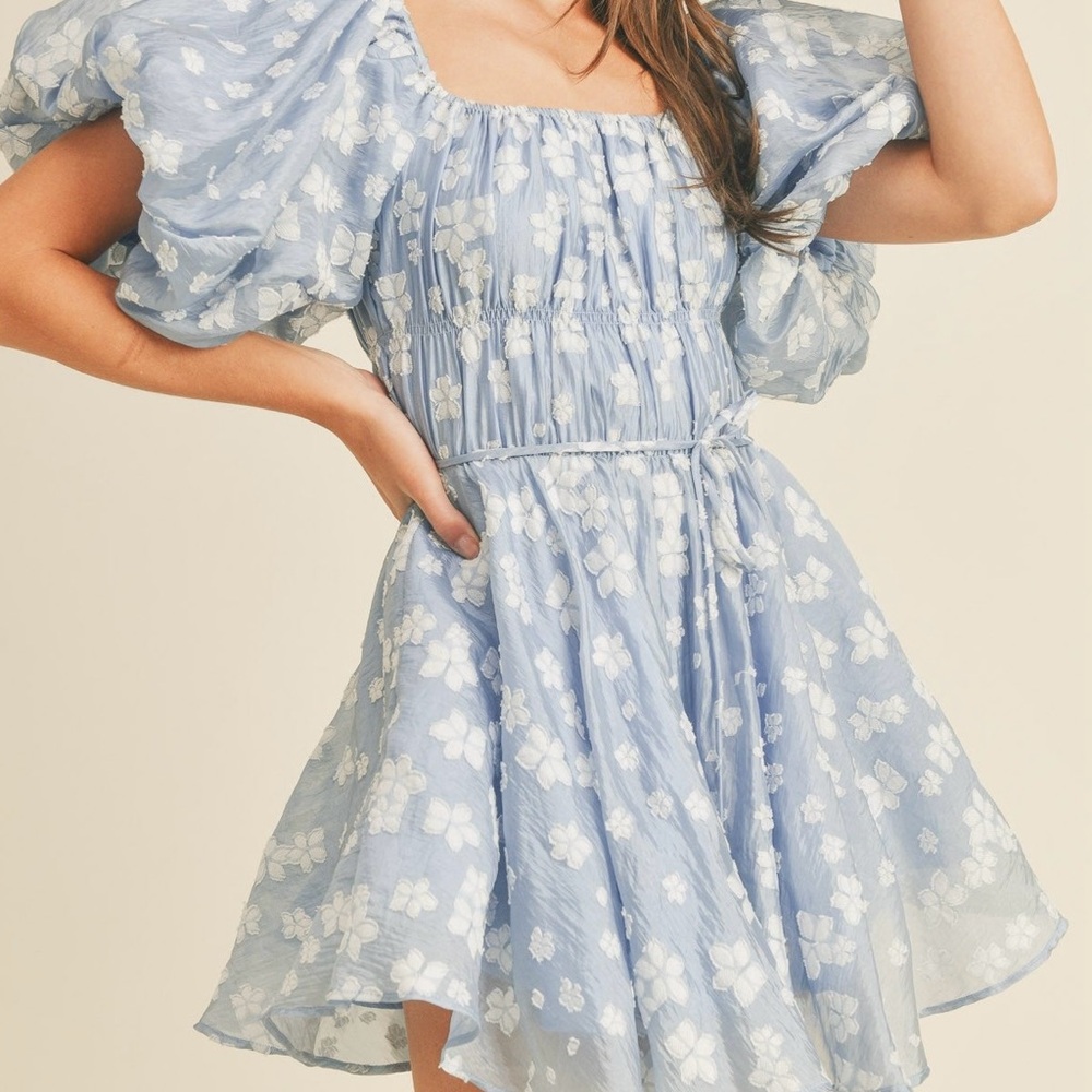 Blue Floral Mini Dress